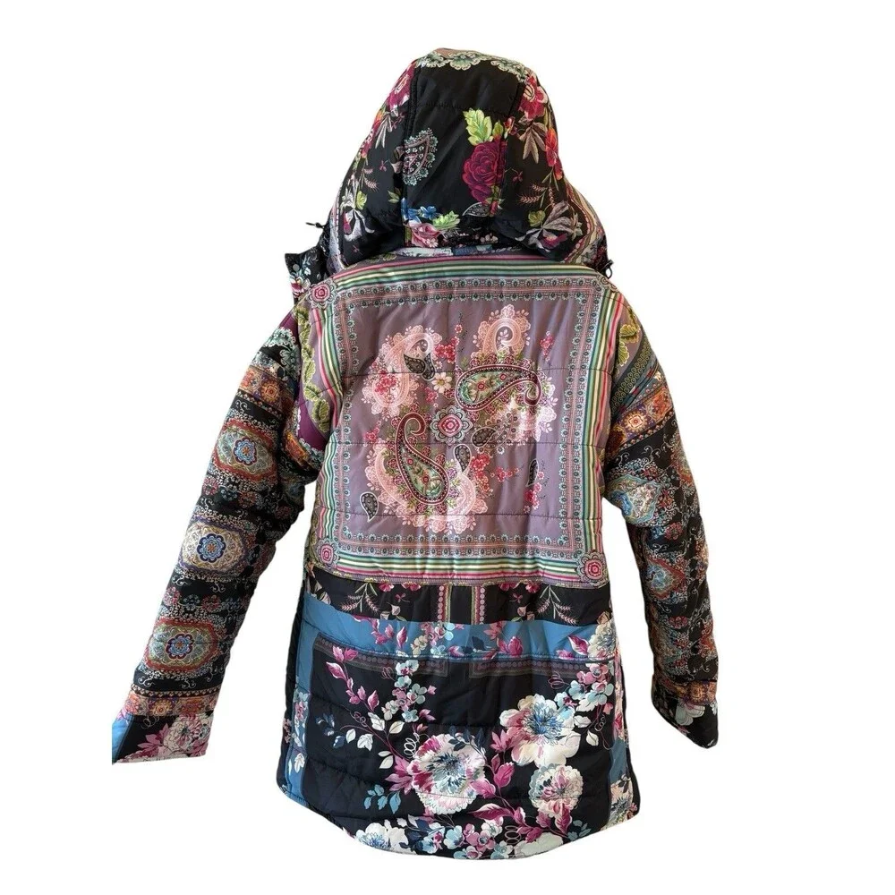 NWOT XS Johnny Was Mauri Puffer Zip Front Hooded Reversible Jacket C40223 $435 - Picture 7 of 16